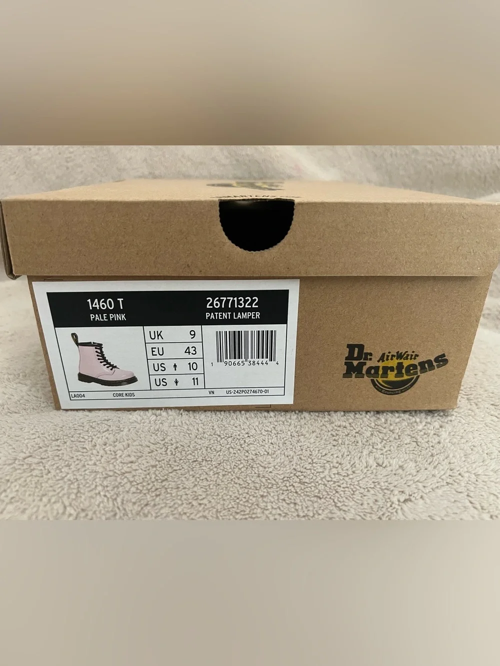 NWB Dr. Martens Toddler Girl Pink Patent Lace-Up Combat Boots